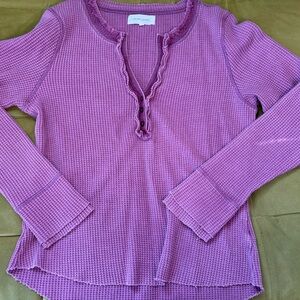 Dear John purple Waffle Knit Long Sleeve Top